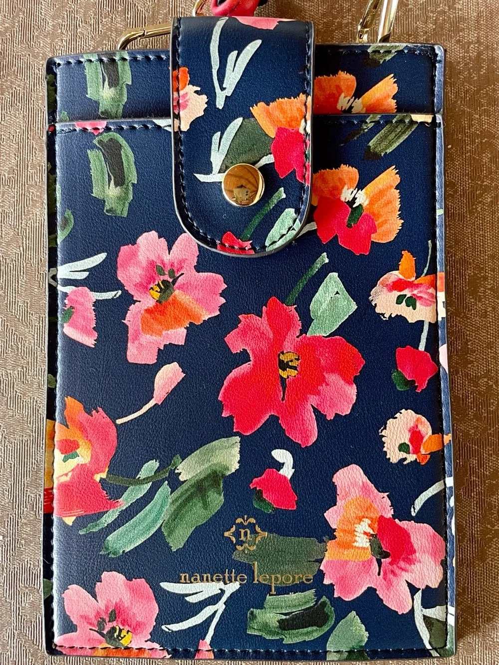 Nanette Lepore Navy Floral Crossbody Phone Pouch